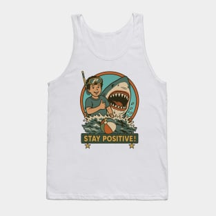 Stay Positive – Retro Shark Attack Beach Vibes Tank Top